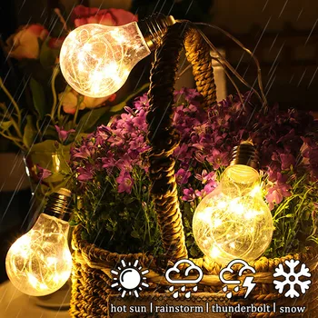 Слънчеви струнни светлини външни непромокаеми 8-режимни регулируеми градински фенери Слънчеви струнни светлини 5 м/ 8 м/ 11 м Led празнични украси