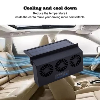 Авто мобилен източник на захранване Автомобилен радиатор USB Черно трехголовочный слънчев авто вентилатор на авто вентилатор вентилатор