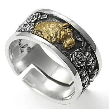 Austyn, оригинален дизайн с ръчно изработени, пръстен с глава на тигър, мъжко ретро-модно хипстерское един пръстен, пънк-подарък, мъжки бижута, изработени от неръждаема стомана