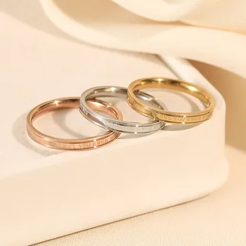 Висококачествени модни прости пръстени за влюбени от неръждаема стомана с Ширина 2,5 мм, сребърен годежен пръстен, бижута