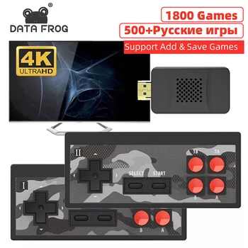 Игрова конзола DATA FROG Mini 4K с две плейъри и Ретро вграден безжичен контролер за игри 1800 NES с пускането на HD Конзола Радка
