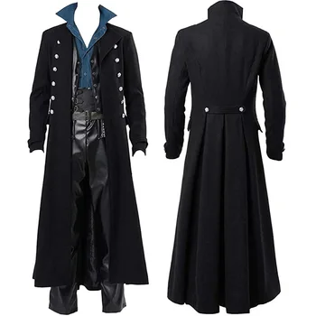 Средновековен костюм на Пират, Ретро тренч в стил Steampunk, Готическия Мъжки Смокинг, Виктория Кралят костюм за Cosplay
