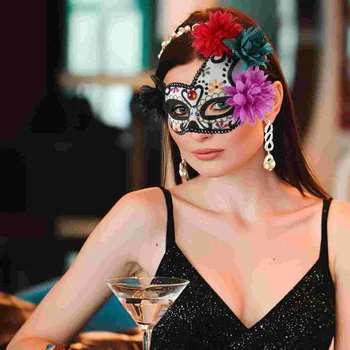 Маска на половината лице за Хелоуин, Ден на Мъртвите За Cosplay Маскарадная плат Мексико