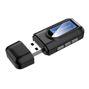 Предавател и приемник, Bluetooth версия 5.0, безжичен адаптер 2 в 1 с LCD дисплей 3.5 мм AUX USB Стерео за PC, TV, автомобилни слушалки