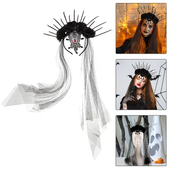 Лента за коса, венец от рози, Европейско-американската Дългата превръзка на главата си с воал, цветя подпори за cosplay на Хелоуин, Пластмасова лента за коса с орнаменти