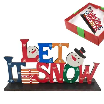 Коледни Дървени Букви Забавни Коледни Игри На Декорация С Малък Отвор Коледна Украса За Дома Навидад Подарък За Нова Година