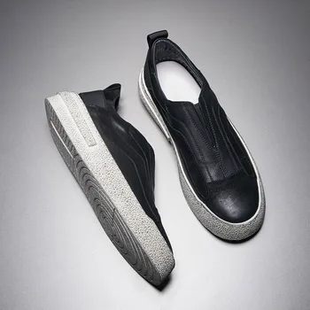Мъжки кожени обувки модерен ежедневен на равна подметка с вентиляционным дупка 2023 Лято