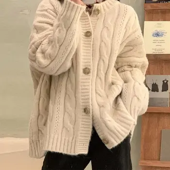 Жена с Жилетка, Ежедневни Свободни Пуловер с кръгло деколте и дълги ръкави, Стегнати Топли дамски блузи, Палта, Пролет-Есен 2023 K16