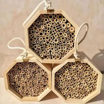 Дървена пчелен къща с осмоъгълна геометричен модел, която замества парк, Селска къща, Гнездо за пчеларството, Кутия за мед с шнурком