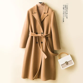 Ново дълга козина, зимни дамски вълнена куртка, Модерно Поло, Елегантно палто, есента модно палто