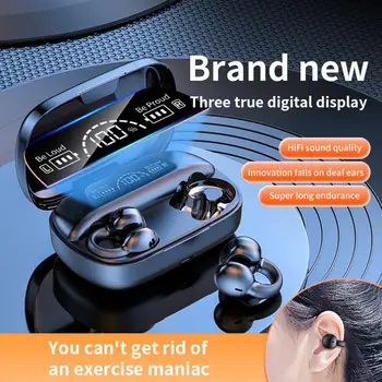 Слушалки TWS Bluetooth 5.2 с микрофон, Безжични слушалки, Hi-Fi Стерео слушалки-куки за уши, намаляване на шума, спортни водоустойчиви слушалки