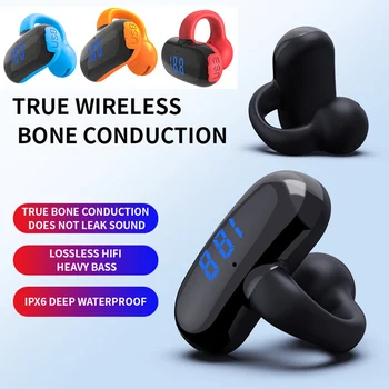 TWS Безжични Bluetooth слушалки с костна проводимост 5,3, Hi-Fi Стерео Скоба за ушите, намаляване на шума, led дигитален дисплей, спортни слушалки
